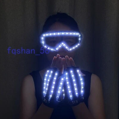 Luvas de luz laser LED óculos LED adereços DJ festa cosplay boate dançarino NOVO - Imagem 1 de 4