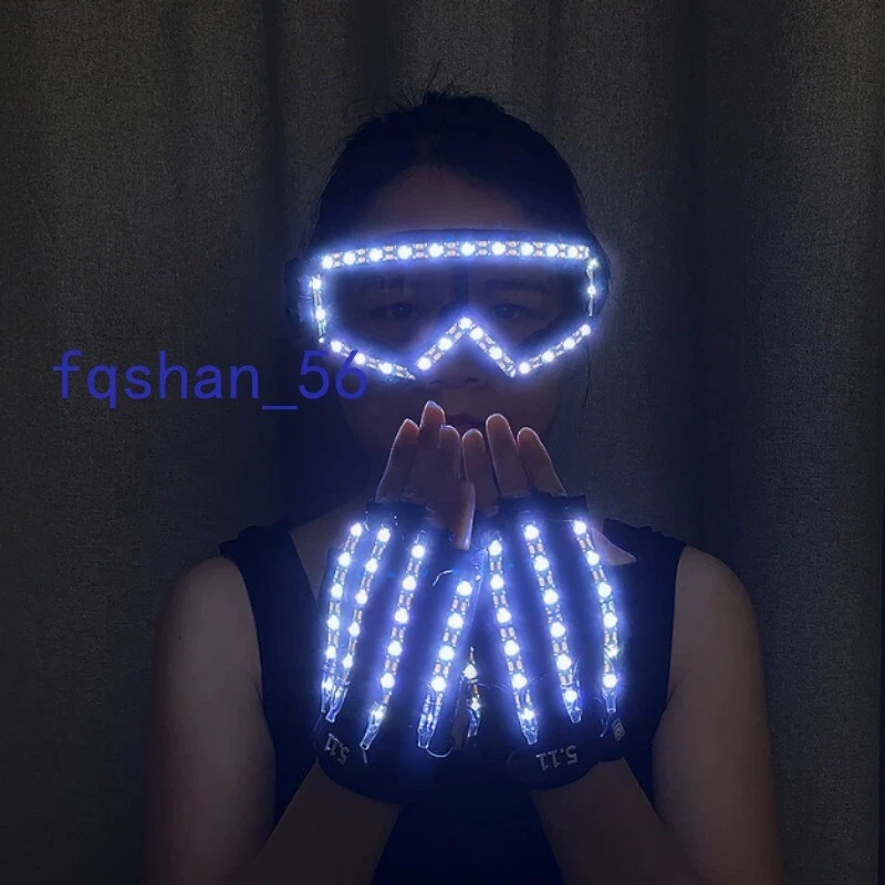 LED Laser Light Gloves LED Glasses Props DJ Party Cosplay Nightclub Dancer NEW - Image 1 of 4