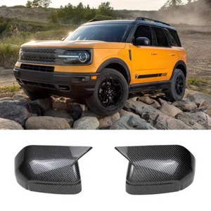 Cubierta de espejo retrovisor bocina de buey de fibra de carbono para Ford Bronco Sport 2021-2024 - Imagen 1 de 3