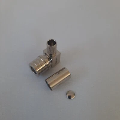 10pcs, QMA Male Right Angle Non-Crimp RF Coax  Connector for RG-8X, LMR-240 cbl - Image 1 of 3