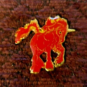 Vintage Enamel Unicorn Red, Larger Hat Pin Size 1-1/4" L x 1-1/4" W - Picture 1 of 1