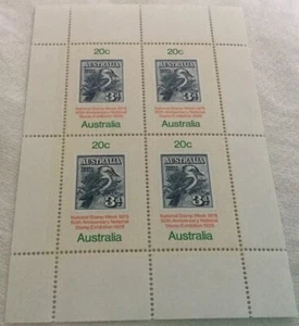 4 paneles de estampillas de franqueo de Australia 1978 semana nacional de estampillas azul 20c - Imagen 1 de 3