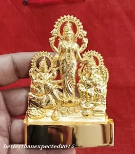 Ganesh Laxmi Ganesha Lakshmi Saraswati Idol Statue Om Hindu God Blessed -4 Inch - Picture 1 of 3