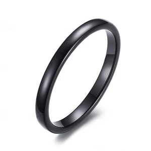 Anillo delgado esmalte negro de tungsteno talla 6-11 - Imagen 1 de 8