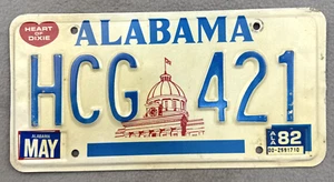 Vintage Alabama 1982 License Plate HCG 421 Mobile Co Heart of Dixie Man Cave - Picture 1 of 3