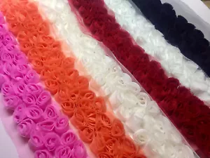 3 row rose trimming - Rosette Flower Lace Fabric Trim - Bridal Net Tulle - by M - Picture 1 of 7