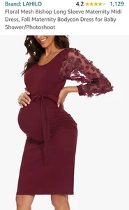 Ladies Summer Midi Dress V Neck Sundress Sexy Long Sleeve Women Pregnant Party - Picture 1 of 6