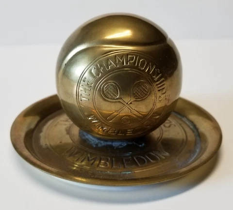 Vintage The Wimbledon Championship Brass Tennis Ball-Dish Tray Plate Paperweight Cover