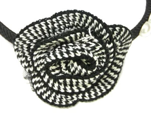 Pin Up STRICK FLOWER and PEARLS Headpiece Haarreif Rockabilly Vintage 50s - Schw - Bild 1 von 3