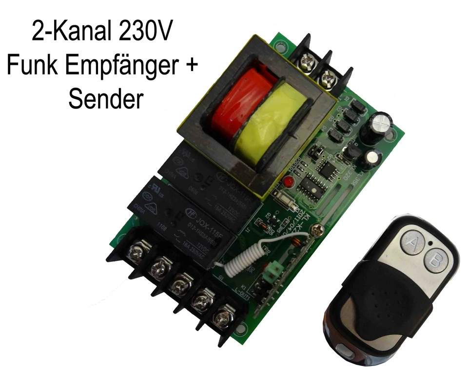 230V 12A 2 Kanal Funk Schalter Sender Empfänger Teichpumpe Garten Beleuchtung - Bild 1 von 1
