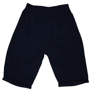 Pantalones cortos de tiro alto azul oscuro para mujer 2 bolsillos con cintura elástica trasera azul marino - Imagen 1 de 3