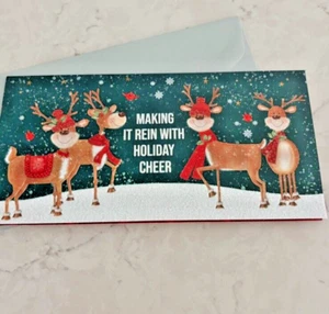 Making It Rein With Holiday Cheer Tarjeta de felicitación navideña y sobre brillante - Imagen 1 de 4