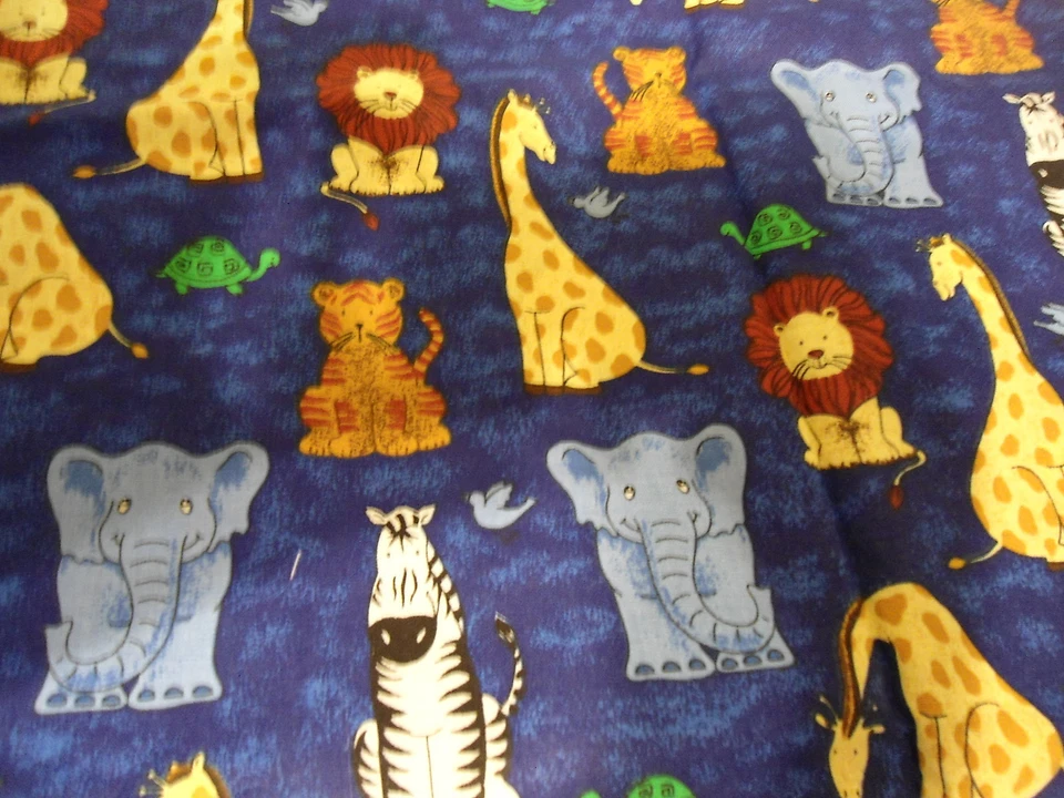 BLUE ARK ANIMALS ALL OVER FABRIC 1 YARD 44" WIDE  PLUS 15 INCHES - Image 1 of 1