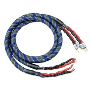 Pair OCC Silver Plated Cord Banana Spade Plug Connector HiFi Audio Speaker Cable - Picture 1 of 6