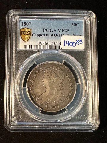 1807 CAPPED BUST HALF DOLLAR PCGS VF25 O113A SM STARS Cover