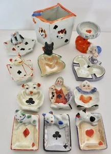 12 Vintage Figural Playing Card Ash Trays And/Or Tidbit Dishes Made In Japan - Picture 1 of 24