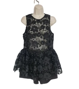 endless rose Damen Gr. M kurzer Strampler Jumpsuit schwarz Blumen Spitze ärmellos A4P - Bild 1 von 7