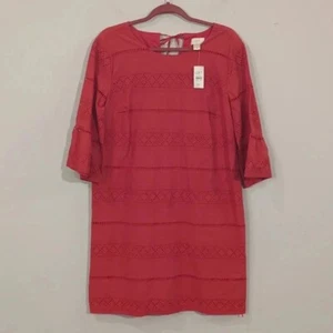 NWT Loft Dress Bell Sleeve 100% Cotton Eyelet Lined Size Medium - Picture 1 of 9