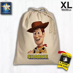 Sacca Asilo Nido sacco scuola Personalizzato Nome 100 % cotone 40x50 cm WOODY - Imagen 1 de 1