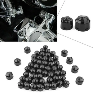 Black Engine Bolt Cap Set for Harley Road King Electra Glide 1999-16 FLHX FLHTK - Foto 1 di 13