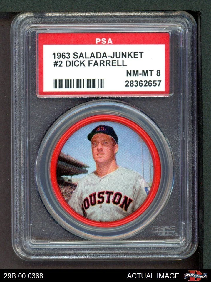 1963 Salada Metal Coins #2 Turk Farrell Colt 45s PSA 8 - NM/MT - Image 1 of 1