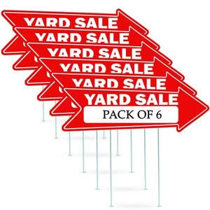 Yard Sale Arrows Yard Sign Double Sided With Stakes Large 16 Inch By 5 Inch A... - Picture 1 of 8