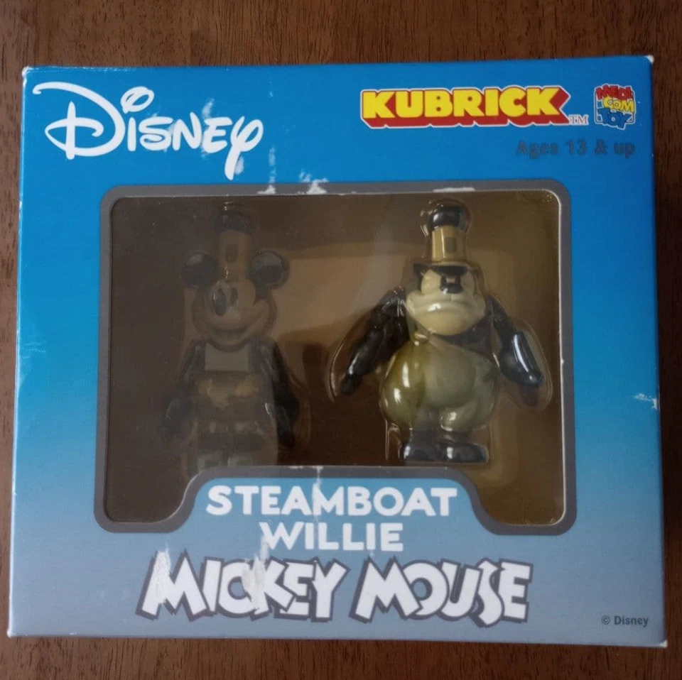 RARO brinquedo Medicom Kubrick Steamboat Willie Mickey + Pete conjunto fechado Disney - Imagem 1 de 2