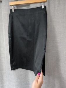 Bay Trading Size 10 Black Satin Pencil Skirt Knee Length Y2K 2000s Vintage - Picture 1 of 4