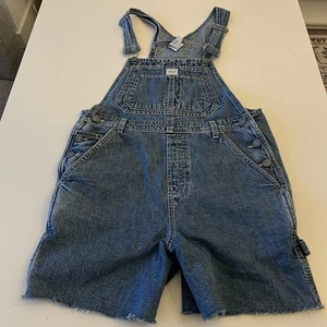 Calvin Klein Shortalls Overalls Girls Large Blue Shorts Raw Hem Distressed - Picture 1 of 5