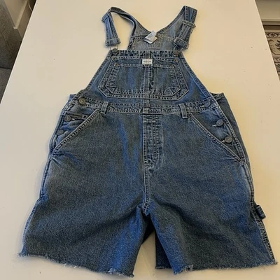 Calvin Klein Shortalls Overalls Girls Large Blue Shorts Raw Hem Distressed - Image 1 of 4