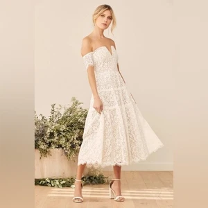 Lulus Absolutely Stunning Lace Off The Shoulder Midi Dress Small New - Picture 1 of 13