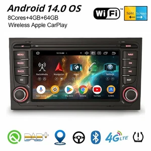 Carplay Android 14 DAB+ Autoradio 8-Kern 4G Navi für Audi A4 RS4 RNS-E SEAT EXEO - Bild 1 von 24