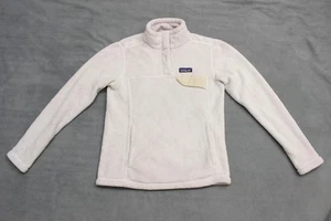 Patagonia polartec worn wear womens sz S half snap button white pullover sweater - Picture 1 of 16