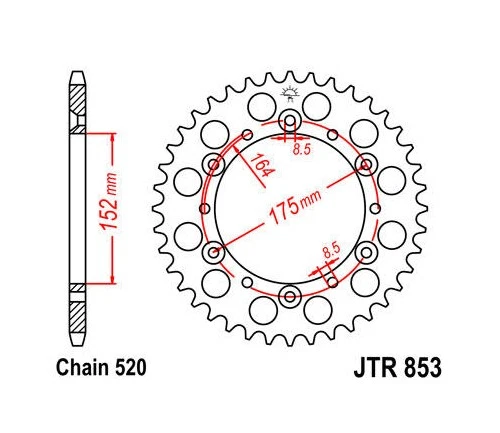 Piñón trasero de acero JT 520 46T para Yamaha IT400/YZ490/YZ465/YZ125/IT250/IT425 Foto 1 de 1