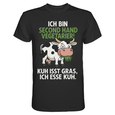 Second Hand Vegetarier Kuh T-Shirt - Lustig Fleischesser Spruch Spaß Funshirt - Bild 1 von 2