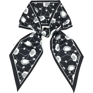 Sciarpa magra floreale sciarpa collo fascia capelli borsa accessorio nero bianco - Foto 1 di 3