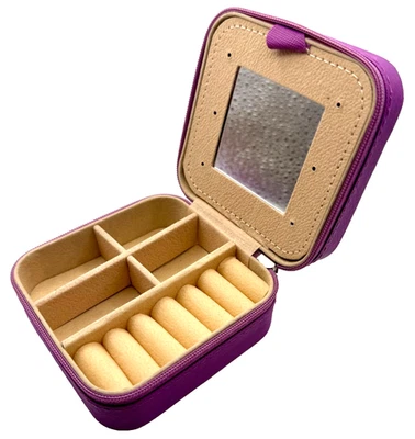 Caixa de joias vaidade violeta/roxa mini feminina moda beleza viagem tamanho tour - Imagem 1 de 4