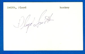 Tarjeta autografiada 3 x 5 de Floyd Smith (hockey - alas rojas, hojas de arce) - Imagen 1 de 1