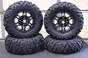 WOLVERINE X2 , X4 28" BIGHORN RADIAL ATV TIRE & 14" HD7 SMOKE WHEEL KIT IRSL8 - Picture 1 of 7