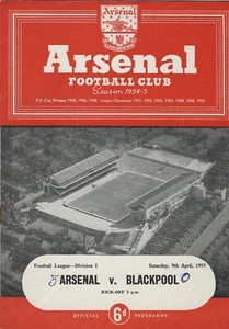 ARSENAL v BLACKPOOL ~ 9 APRIL 1955 ~ FOOTBALL PROGRAMME - Picture 1 of 1