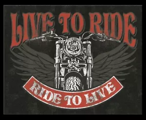 Live To Ride Wings Motorcycle Tin Metal Sign Man Cave Garage Decor 12.5 x 16 - Picture 1 of 1