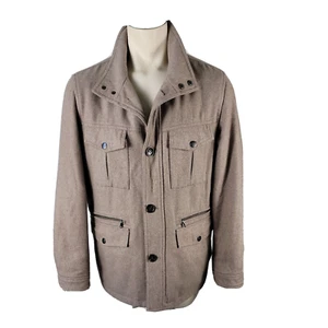 Michael Kors Mens Wool Blend Taupe Brown Field Jacket Coat Sz Medium - Picture 1 of 6