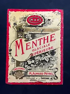 Vintage Flaschenetikett ussel MAP menthe glaciale sarsonne M.Aumard Peyrel #420 - Bild 1 von 3