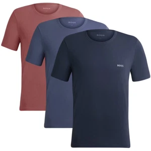 Paquete de 3 camisetas clásicas azules rojas Hugo Boss para hombre talla M L XL XXL algodón orgánico - Imagen 1 de 7