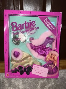 Mattel Barbie Party Glitzer Geschenkset Mode Kleidung Kleid Model Haarschmuck - Bild 1 von 11