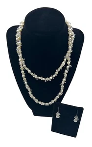 Necklace Earring Set Cultured Freshwater Pearl Sterling Silver Coldwater Creek - Picture 1 of 12