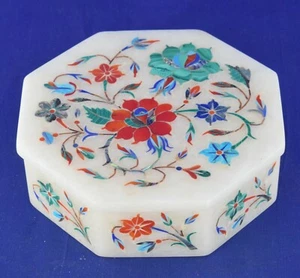5" Marble Box Jewellery Box Inlay Mosiac Decor Gifts Marquetry Art Bedroom - Picture 1 of 4
