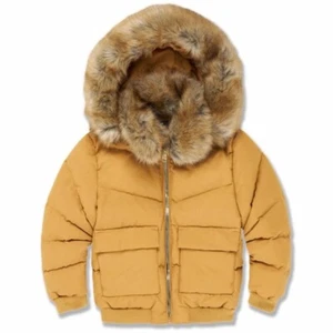 Jordan Craig Parka Jacket DESERT FUR HOOD KIDS HOLLIS BOMBER TAN WHEAT MOOSE NEW - Picture 1 of 2
