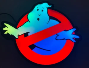 Ghostbusters LED Wall Sign Light w/ Remote – RGB Color Display – 9" Wide - Picture 1 of 8