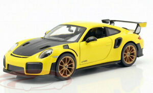 PORSCHE 911 GT2 RS 1:24 Scale Metal Diecast Car Model Die Cast Models Yellow
